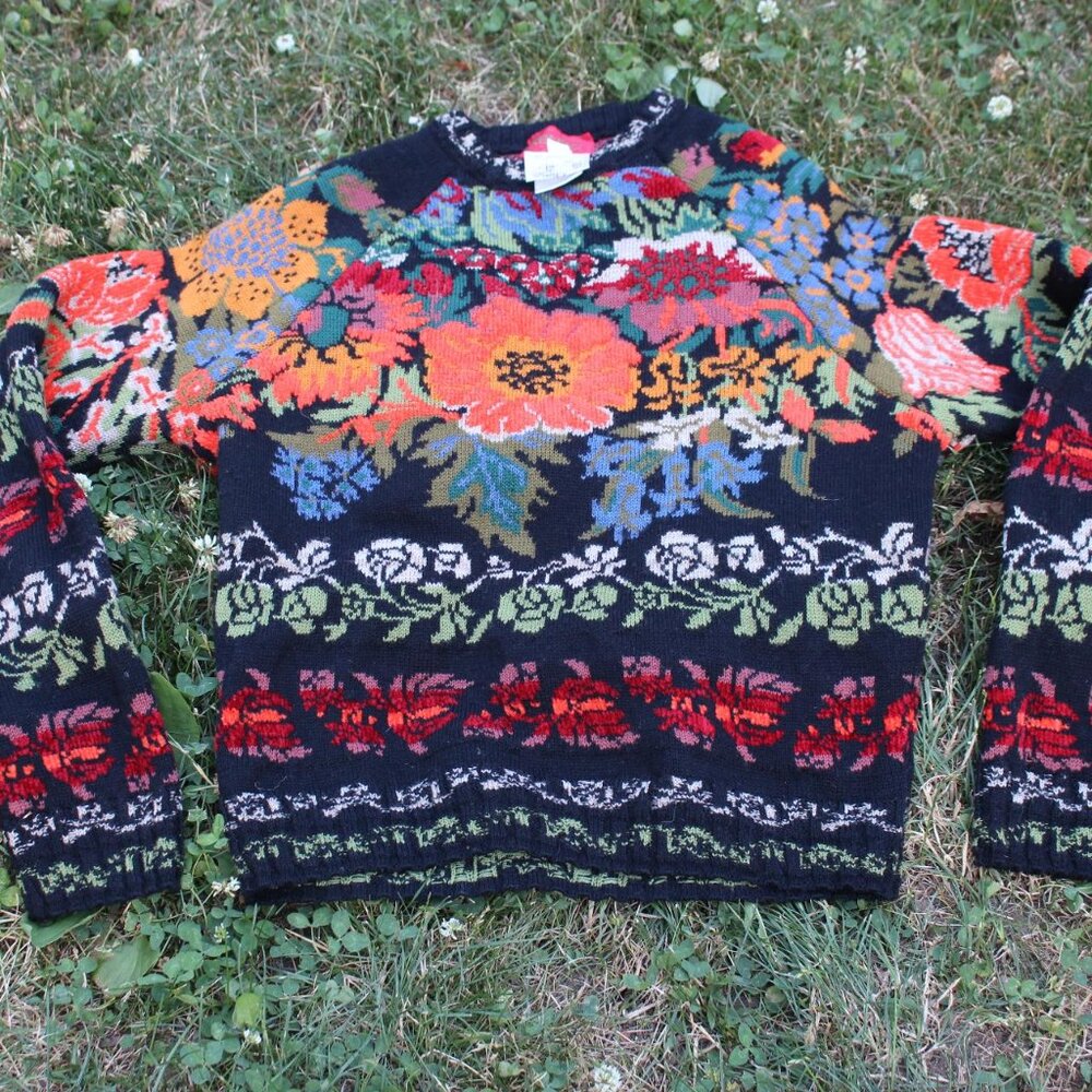 Kenzo Vintage Floral Folk Sweater